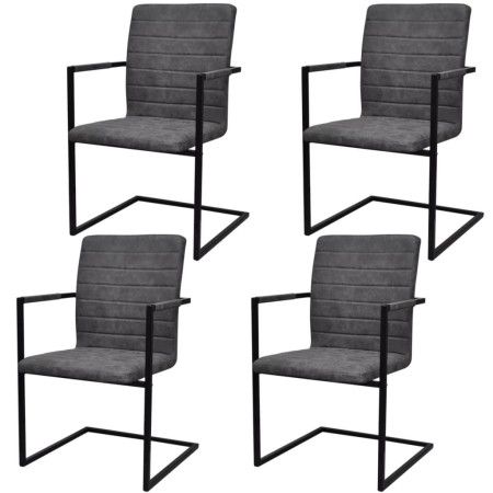 Sillas voladizas de comedor 4 unidades cuero sintético gris de vidaXL, Sillas de comedor - Ref: Foro24-272417, Precio: 360,45...