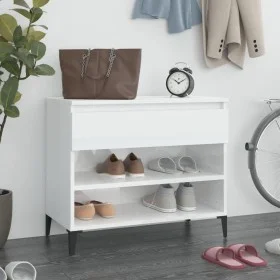 Mueble zapatero madera contrachapada blanco brillo 70x36x60 cm de vidaXL, Zapateros y organizadores de calzado - Ref: Foro24-...