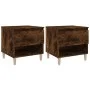 Mesitas de noche 2 uds contrachapada roble ahumado 50x46x50 cm de vidaXL, Mesitas de noche - Ref: Foro24-819543, Precio: 61,1...