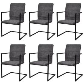 Sillas de comedor voladizas 6 unidades cuero sintético gris de vidaXL, Sillas de comedor - Ref: Foro24-272418, Precio: 539,18...