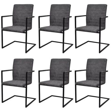 Sillas de comedor voladizas 6 unidades cuero sintético gris de vidaXL, Sillas de comedor - Ref: Foro24-272418, Precio: 539,18...