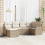 Conjunto de sofá de jardín con cojín 6 pcs Beige Poliratán en Sofás de exterior | Comprar online en Foru.es