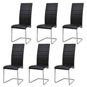 Sillas voladizas de comedor 6 unidades cuero sintético negro de vidaXL, Sillas de comedor - Ref: Foro24-272420, Precio: 356,0...