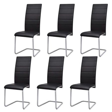 Sillas voladizas de comedor 6 unidades cuero sintético negro de vidaXL, Sillas de comedor - Ref: Foro24-272420, Precio: 356,0...