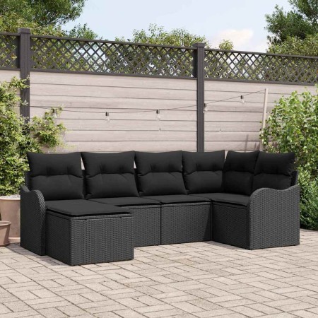 Conjunto de sofá de jardín 6 pcs Negro ratán sintético en Sofás de exterior | Comprar online en Foru.es