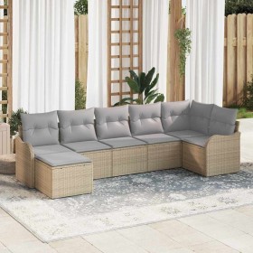 Conjunto de sofá de jardín 7 pcs Beige ratán sintético en Sofás de exterior | Comprar online en Foru.es