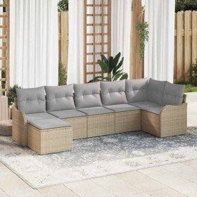Conjunto de sofá de jardín 7 pcs Beige ratán sintético en Sofás de exterior | Comprar online en Foru.es