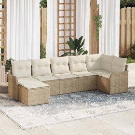 Conjunto de sofá de jardín 7 pcs Beige ratán sintético en Sofás de exterior | Comprar online en Foru.es