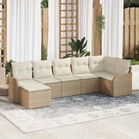 Conjunto de sofá de jardín 7 pcs Beige ratán sintético en Sofás de exterior | Comprar online en Foru.es