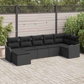 Conjunto de sofá de jardín 7 pcs Negro ratán sintético en Sofás de exterior | Comprar online en Foru.es