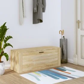 Mueble zapatero pared contrachapada roble Sonoma 100x35x38 cm de vidaXL, Zapateros y organizadores de calzado - Ref: Foro24-8...