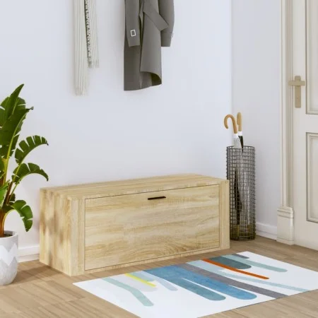 Mueble zapatero pared contrachapada roble Sonoma 100x35x38 cm de vidaXL, Zapateros y organizadores de calzado - Ref: Foro24-8...