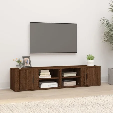 Mueble TV 2 uds madera contrachapada roble marrón 80x31,5x36cm de vidaXL, Muebles TV - Ref: Foro24-819451, Precio: 79,03 €, D...