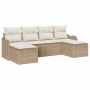 Conjunto de sofá de jardín con cojín 6 pcs Beige Poliratán en Sofás de exterior | Comprar online en Foru.es