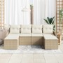 Conjunto de sofá de jardín con cojín 6 pcs Beige Poliratán en Sofás de exterior | Comprar online en Foru.es