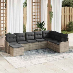 Conjunto de sofá de jardín con cojín 8 pcs Gris claro Poliratán en Sofás de exterior | Comprar online en Foru.es