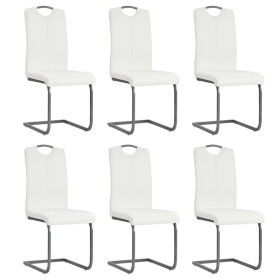 Sillas voladizas de comedor 6 unidades cuero sintético blanco de vidaXL, Sillas de comedor - Ref: Foro24-275464, Precio: 348,...
