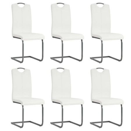 Sillas voladizas de comedor 6 unidades cuero sintético blanco de vidaXL, Sillas de comedor - Ref: Foro24-275464, Precio: 348,...