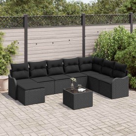 Conjunto de sofá de jardín 9 pcs Negro ratán sintético en Sofás de exterior | Comprar online en Foru.es