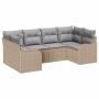 Conjunto de sofá de jardín con cojín 6 pcs Beige Poliratán en Sofás de exterior | Comprar online en Foru.es
