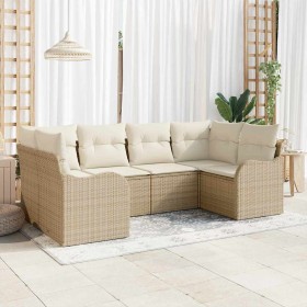 Conjunto de sofá de jardín con cojín 6 pcs Beige Poliratán en Sofás de exterior | Comprar online en Foru.es