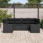 Conjunto de sofá de jardín con cojín 6 pcs Negro Poliratán en Sofás de exterior | Comprar online en Foru.es