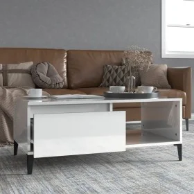 Mesa de centro madera contrachapada blanco brillo 90x50x36,5 cm de vidaXL, Mesas de centro - Ref: Foro24-821054, Precio: 49,2...