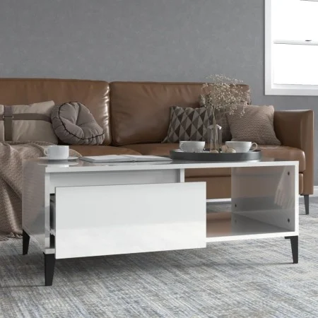 Glossy white plywood coffee table 90x50x36.5 cm by vidaXL, Coffee table - Ref: Foro24-821054, Price: 49,21 €, Discount: %