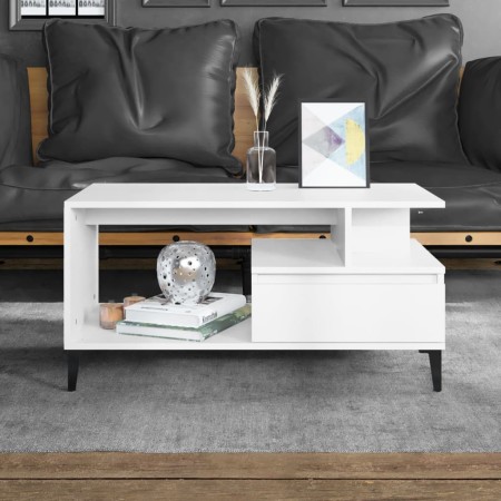 Mesa de centro madera contrachapada blanca 90x49x45 cm de vidaXL, Mesas de centro - Ref: Foro24-819620, Precio: 79,13 €, Desc...