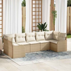 Conjunto de sofá de jardín Beige ratán sintético en Sofás de exterior | Comprar online en Foru.es
