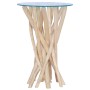 Mesa de centro con superficie de vidrio teca maciza 35x35x50 cm en Mesas de centro | Comprar online en Foru.es