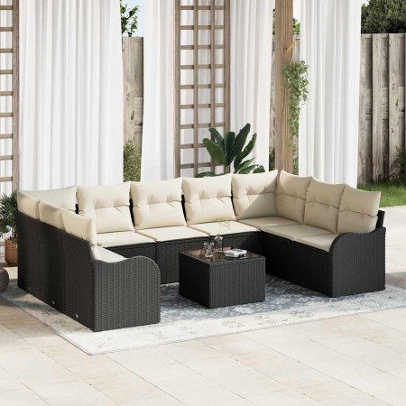 Conjunto de sofá de jardín 10 pcs Negro ratán sintético en Sofás de exterior | Comprar online en Foru.es