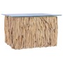 Mesa de centro con superficie de vidrio teca maciza 66x66x40 cm en Mesas de centro | Comprar online en Foru.es