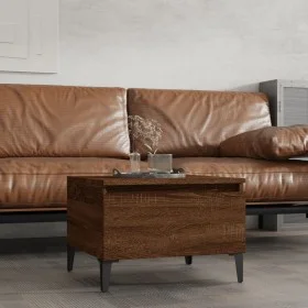 Mesa auxiliar madera contrachapada roble marrón 50x46x35 cm de vidaXL, Mesas auxiliares - Ref: Foro24-819530, Precio: 33,89 €...