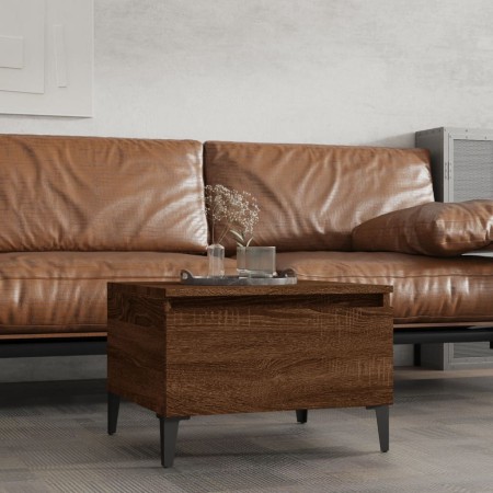 Mesa auxiliar madera contrachapada roble marrón 50x46x35 cm de vidaXL, Mesas auxiliares - Ref: Foro24-819530, Precio: 34,17 €...
