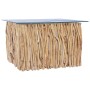 Mesa de centro con superficie de vidrio teca maciza 66x66x40 cm en Mesas de centro | Comprar online en Foru.es