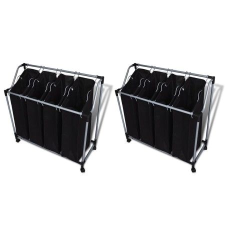 Separador de colada con bolsas 2 unidades negro y gris de vidaXL, Cestas para ropa - Ref: Foro24-276041, Precio: 70,58 €, Des...