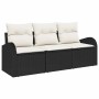 Conjunto de sofá de jardín con cojín 3 pcs Negro Poliratán en Sofás de exterior | Comprar online en Foru.es