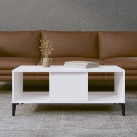 Mesa de centro madera contrachapada blanco brillo 90x50x36,5 cm de vidaXL, Mesas de centro - Ref: Foro24-821070, Precio: 49,2...