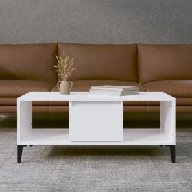Mesa de centro madera contrachapada blanco brillo 90x50x36,5 cm de vidaXL, Mesas de centro - Ref: Foro24-821070, Precio: 49,2...