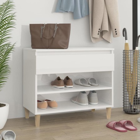 Mueble zapatero madera contrachapada blanco brillo 70x36x60 cm de vidaXL, Zapateros y organizadores de calzado - Ref: Foro24-...
