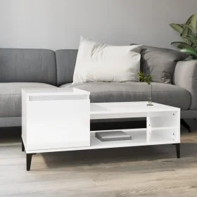 Glossy white plywood coffee table 100x50x45 cm by vidaXL, Coffee table - Ref: Foro24-821134, Price: 49,21 €, Discount: %