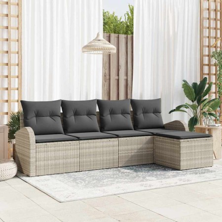 Conjunto de sofá de jardín 5 pcs Gris claro ratán sintético en Sofás de exterior | Comprar online en Foru.es