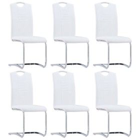Sillas voladizas de comedor 6 unidades cuero sintético blanco de vidaXL, Sillas de comedor - Ref: Foro24-278835, Precio: 453,...