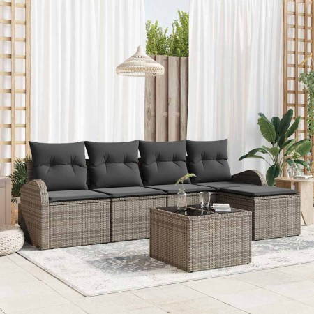 Conjunto de sofá de jardín 6 pcs Gris ratán sintético en Sofás de exterior | Comprar online en Foru.es