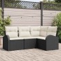 Conjunto de sofá de jardín 4 pcs Negro ratán sintético en Sofás de exterior | Comprar online en Foru.es