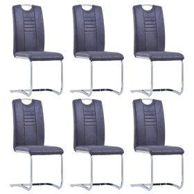 Sillas voladizas de comedor 6 uds piel de ante artificial gris de vidaXL, Sillas de comedor - Ref: Foro24-278839, Precio: 398...