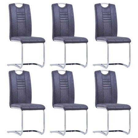 Sillas voladizas de comedor 6 uds piel de ante artificial gris de vidaXL, Sillas de comedor - Ref: Foro24-278839, Precio: 398...