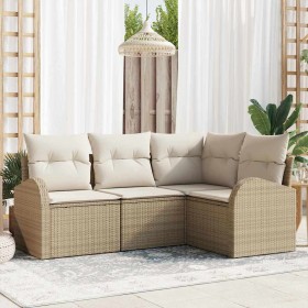 Conjunto de sofá de jardín 4 pcs Beige ratán sintético en Sofás de exterior | Comprar online en Foru.es