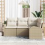 Conjunto de sofá de jardín 4 pcs Beige ratán sintético en Sofás de exterior | Comprar online en Foru.es